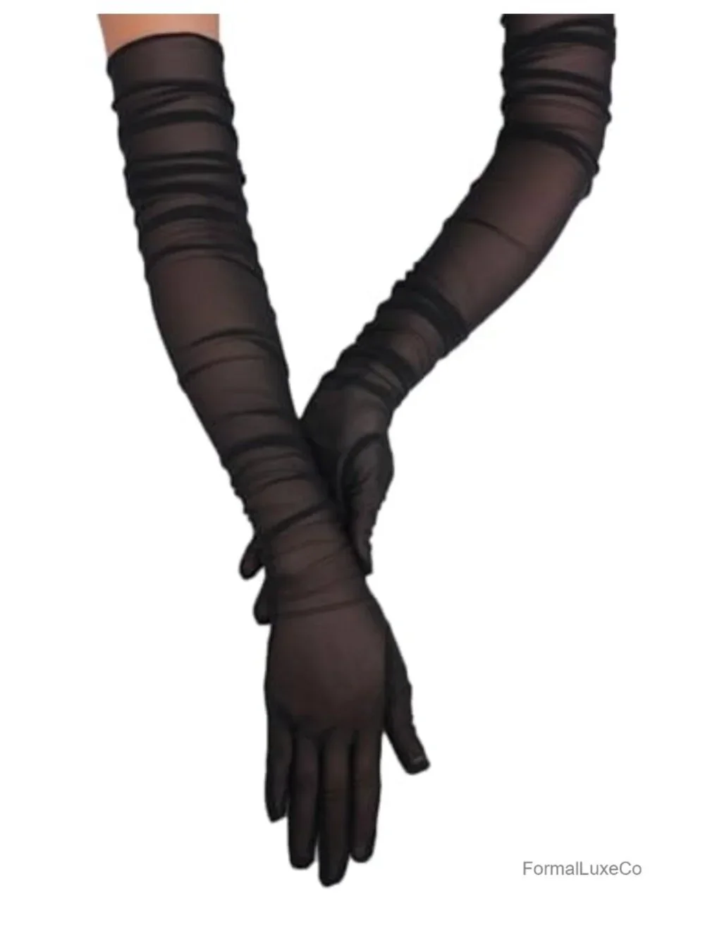 Long Sheer Tulle Mesh Opera Gloves 1920s Vintage Gloves for Wedding Tea Party